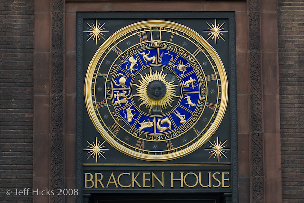 Astronomical clock, Bracken House.  Jeff Hicks Photography