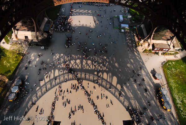 Looking down the centre of the Tour Eiffel.  Jeff Hicks Photography